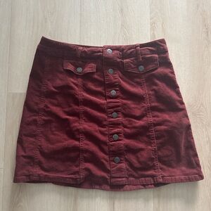 Mossimo Supply Co. Dark Red Button-Front Mini Skirt